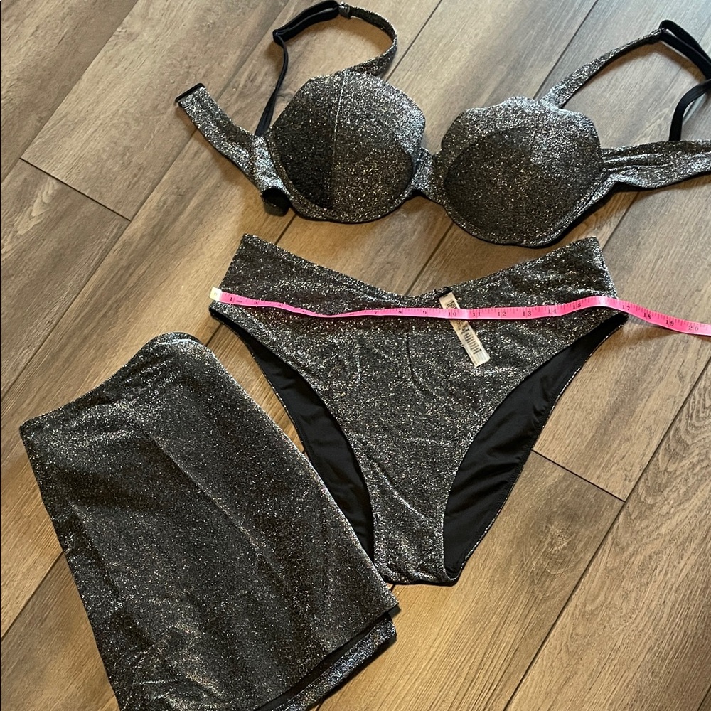 PINK Victoria's Secret Glitter Black Bikini Set